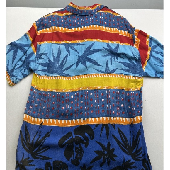 Riscatto Portofino Blue Yellow Red Hawaiian Shirt Mens Medium Short‎ Sleeve - Picture 9 of 10